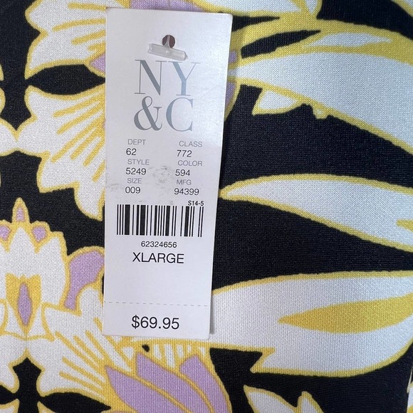 NEW! New York & Co Art Deco Floral Sheath Dress XL Purple Gold Sleeveless $70 - Picture 4 of 6